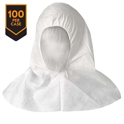 KleenGuard™ 36890 A20 Breathable Disposable Hood, Universal, White, 18 in L, MICROFORCE Barrier SMS Fabric, Elastic Closure