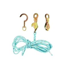 Klein® 1802-30SSR Block and Tackle With Standard Hooks, 3/8 in Dia x 7.62 m L Rope