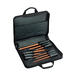 Klein® 33528 Screwdriver Kit, 9 Pieces, Plastic, Polished Chrome