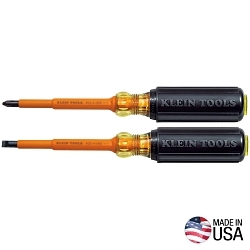 Klein® 33532-INS Screwdriver Set, 2 Pieces, Steel/Plastic, Black Oxide