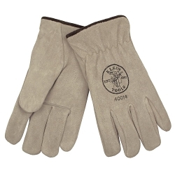 Klein® 40014 Lined Gloves, Driver, Gunn Cut Style, Sued Cowhide Leather, Gray, Slip-On Cuff, Bright Coating, Thermal Lining