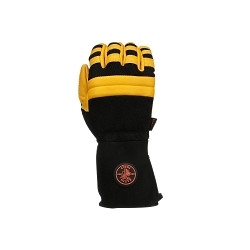 Klein® 40080 Multi-Purpose Lineman Work Gloves, M, Leather/Neoprene Cuff, Black/Yellow, 4 in L