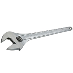 Klein® 500-24 Standard Capacity Adjustable Wrench, 2-1/2 in, Polished Chrome, 24 in OAL, Steel