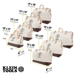 Klein® 5102-18 Heavy Duty Tool Bag, #8 Canvas, Beige