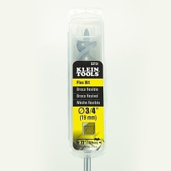 Klein® 53751 Flexible Long Auger Bit With Screw Point, 3/4 in Dia, 72 in OAL, Screw Point, Oxide Coated