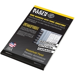 Klein® 56255 10-Page Wire Marker Book With Panel Directory, 6-3/8 in L x 3-5/8 in W, Black Print on White, Cloth