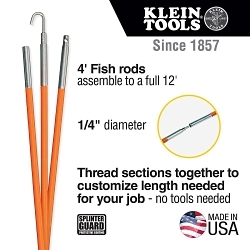Klein® Splinter-Guard™ 56312 Fish Rod Set, 12 ft L, 1/4 in Dia Pole, Fiberglass