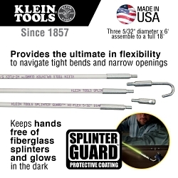 Klein® 56418 Glow Rod Set, 18 ft L, 5/32 in Dia Pole, Fiberglass, Silver