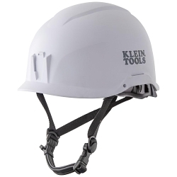Klein® 60145 Non-Vented Type 1 Safety Helmet, 6-1/2 Fits Mini Hat, 8 Fits Max Hat, ABS/Polycarbonate, 6-Point Suspension, ANSI Electrical Class Rating: Class E, ANSI Impact Rating: ANSI Z89.1-2014, Ratchet Knob Adjustment