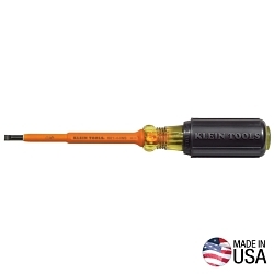Klein® 601-4-INS Screwdriver, 3/16 in Cabinet Point, Steel Shank, 7-3/4 in OAL, Plastic Handle, ASTM F1505