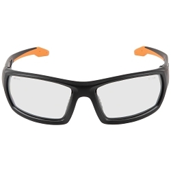 Klein® 60163 Professional Safety Eyewear, Anti-Fog/Scratch-Resistant, Clear Lens, Full-Frame Frame, Black/Orange, ABS/PC/Nylon Frame, Polycarbonate Lens