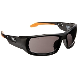 Klein® 60164 Professional Safety Eyewear, Anti-Fog/Scratch-Resistant, Gray Lens, Full-Frame Frame, Black/Orange, ABS/PC/Nylon Frame, Polycarbonate Lens, ANSI Z87.1+ (2015), CSA Z94.3 (2015), MIL-PRF-32432A (Class 1-Ballistics Fragmentation) Clause 3.8.4.1