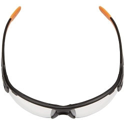 Klein® 60172 Professional Wide Lens Safety Eyewear, Anti-Fog/Scratch-Resistant, Clear Lens, Half-Frame Frame, Black/Orange, ABS/PC/Nylon Frame, Polycarbonate Lens