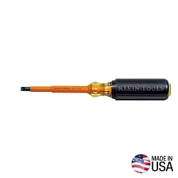 Klein® 602-4-INS Screwdriver, 1/4 in Cabinet Point, Steel Shank, 8.313 in OAL, Plastic Handle, Black Oxide, ASTM F1505
