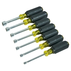 Klein® 631M Magnetic Nutdriver Set, 3/16 to 1/2 in, 7 Pieces, 6-3/4 to 7-5/16 in OAL, Cushion Grip Handle, Steel