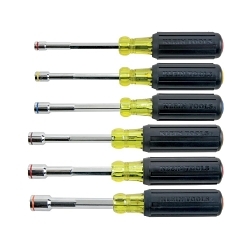 Klein® 635-6 Heavy Duty Magnetic Nutdriver Set, 1/4 to 9/16 in, 6 Pieces, 9-1/8 to 9-11/16 in OAL, Cushion Grip Handle, Steel
