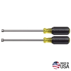 Klein® 646M Magnetic Nutdriver Set, 1/4 to 5/16 in, 2 Pieces, 9-3/4 in OAL, Cushion Grip Handle, Steel