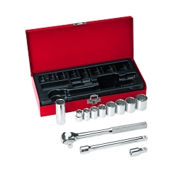 Klein® 65504 Socket Wrench Set, 6 or 12 Points, 3/8 in Drive, 12 Pieces, Included Socket Size: 3/8 in, 7/16 in, 1/2 in, 9/16 in, 5/8 in, 11/16 in, 3/4 in, 13/16 in