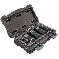 Klein® 66050E 2-in-1 Impact Socket Set, ASME B107.33M, AISI 4140, 12 Points, 1/2 in Drive, 5 Pieces, Square, Included Socket Size: 32 x 27 mm, 30 x 22 mm, 24 x 19 mm and 17 x 13 mm, Case Container