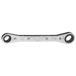 Klein® 68201 Box Wrench, 3/8 x 7/16 in Wrench, 12 Points, 25 deg Offset, 5-1/2 in OAL, Polished Chrome