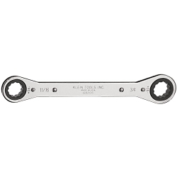 Klein® 68205 Standard Box Wrench, 11/16 x 3/4 in Wrench, 12 Points, 25 deg Offset, 9-1/4 in OAL, Steel, Polished Chrome