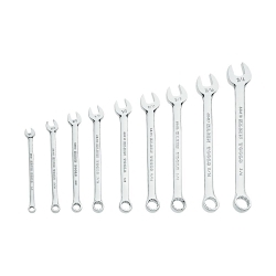 Klein® 68402 Combination Wrench Set, 9 Pieces, 1/4 to 3/4 in, Polished Chrome/Nickel Plated