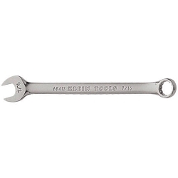 Klein® 68413 Combination Wrench, 7/16 in Wrench, 12 Points, 15 deg Offset, 6-5/8 in OAL, Forged Alloy Steel, Polished Chrome/Nickel Plated