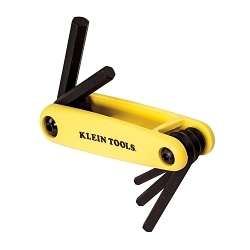 Klein® Grip-It® 70570 Hex Key Set, 5 Pieces, 3/16 to 3/8 in Hex, Foldable Handle, Alloy Steel