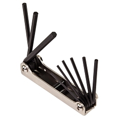 Klein® 70591 2-Position Folding Key Set, 9 Pieces, 5/64 to 1/4 in Hex, Alloy Steel, Polished Chrome/Nickel Plated