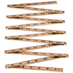 Klein® 900-6 Inside Reading Folding Rule, Graduations 1/16 in, 6 ft L, Wood, Black/Yellow