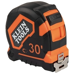 Klein® 9230 Closed Case Double Sided Magnetic Hook Measuring Tape, 30 ft L, Steel Blade, Imperial Measuring System, 1/16 in Graduation