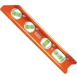 Klein® 935RB Rare Earth Magnet Billet Torpedo Level, 8 in L, 4 Vials, Aluminum, 0/30/45/90 deg Vial Position, 0.1 % Accuracy
