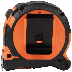 Klein® 9375 Closed Case Double Sided Magnetic Hook Measuring Tape, 7.5 m L, Steel Blade, Imperial/Metric Measuring System, 1/16 in, 1 mm Graduation