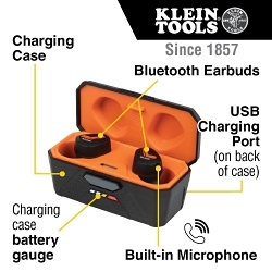 Klein® AESEB1 BAT Wireless Earbuds, Li-Ion Battery