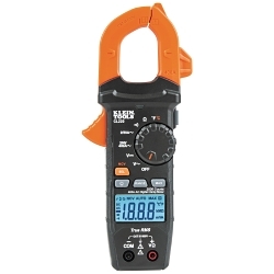 Klein® CL220 Auto-Ranging Digital Clamp Meter With Temperature Measure, 600 V AC/DC, 400 A AC, 20 Mohm, 1.61 in Jaw, Backlit LCD Display