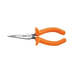 Klein® D203-6-INS Standard Long Nose Plier, Knurled Induction Hardened Steel Jaw, 1.938 in L x 0.688 in W Jaw, 6.89 in OAL, 3/32 in W Tip