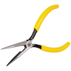Klein® D203-7 Side Cutting Standard Long Nose Plier, Knurled Steel Jaw, 2.438 in L x 0.688 in W Jaw, 7.188 in OAL