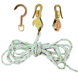 Klein® H1802-30SSR Block and Tackle With Guarded Hooks, 7.62 m L Rope