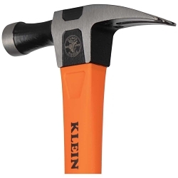 Klein® H80718 Straight Claw Hammer, 14.8 in OAL, Striking Face, Smooth Face Surface, 18 oz Head Forged Steel Head, Straight Claw, Fiberglass Handle