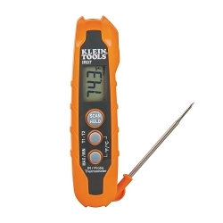 Klein® IR07 Pocket Dual IR/Probe Thermometer, -40 to 572 deg F, -40 to 0 deg C - +/-2 deg, 1 to 300 deg C - +/- 1 deg C Accuracy, Backlit LCD Display, AAA Battery