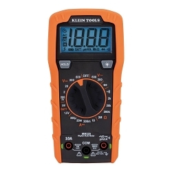 Klein® MM325 Manual-Ranging Multimeter, 600 V AC/DC, 10 A, 2 mOhm, LCD Display