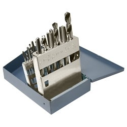 Cle-Line® C21190 1898 Tap and Drill Set, 18 Pieces, #6-32 UNC to 1/2-13 Tap Thread, #36 to 27/64 in Drill, UNC/UNF Thread, Hand Tap