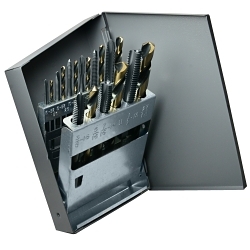 Cle-Line® C21192 1878 Heavy Duty Tap and Drill Set, 18 Pieces, #6-32 to 1/2-13 Tap Thread, #36 to 27/64 in Drill, UNC/UNF Thread, Hand Tap