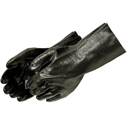 Liberty Safety™ 2134 Single Dipped Chemical Supported Glove, PVC, Black, Interlock Lining, 14 in L, Resists: Chemical, Supported Support, Gauntlet Cuff