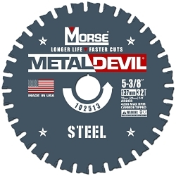 Morse® 102513 Metal Devil NXT Circular Saw Blade, 5-3/8 in Dia x 0.047 in THK, 10 mm, 20 mm, 5/8 in Arbor, 32 Teeth
