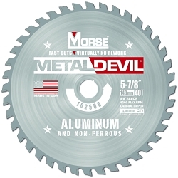 Morse® 102568 Metal Devil NXT Circular Saw Blade, 5-7/8 in Dia, 5/8 in Arbor, 40 Teeth