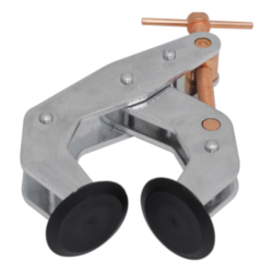MAG-MATE® Kant-Twist® NO-MAR® K025TPD Deep Reach Cantilever Clamp With Non-Marring Round Flat Pad Copper Plated Jaw, Screw and T-Handle, 1-3/4 in Opened x 1-13/16 in Closed D Throat, 2-1/2 in Clamping, 2-1/2 in Jaw Opening, Steel Body, 700 lb