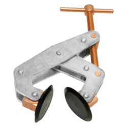 MAG-MATE® Kant-Twist® NO-MAR® K030TP Cantilever Clamp With Non-Marring Round Flat Pad Copper Plated Jaw, Screw and T-Handle, 1-1/4 in Opened, 1-3/4 in Closed D Throat, 3 in Clamping, 3 in Jaw Opening, Steel Body, 1500 lb