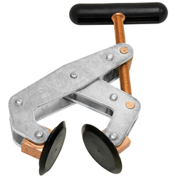 MAG-MATE® Kant-Twist® NO-MAR® K025TPDW Deep Reach Cantilever Clamp With Non-Marring Round Flat Pad Copper Plated Jaw, Screw, T-Handle and Weaver Grip™, 1-3/4 in Opened x 1-13/16 in Closed D Throat, 2-1/2 in Clamping, 2-1/2 in Jaw Opening, Steel Body