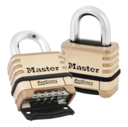 Master Lock® 1175 ProSeries® Resettable Safety Padlock, 3/8 in Shackle, Solid Brass Body, Brass, Deadbolt Locking Locking